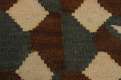 handmade Modern Kilim Brown Ivory Hand-Woven RECTANGLE 100% WOOL area rug 5x7