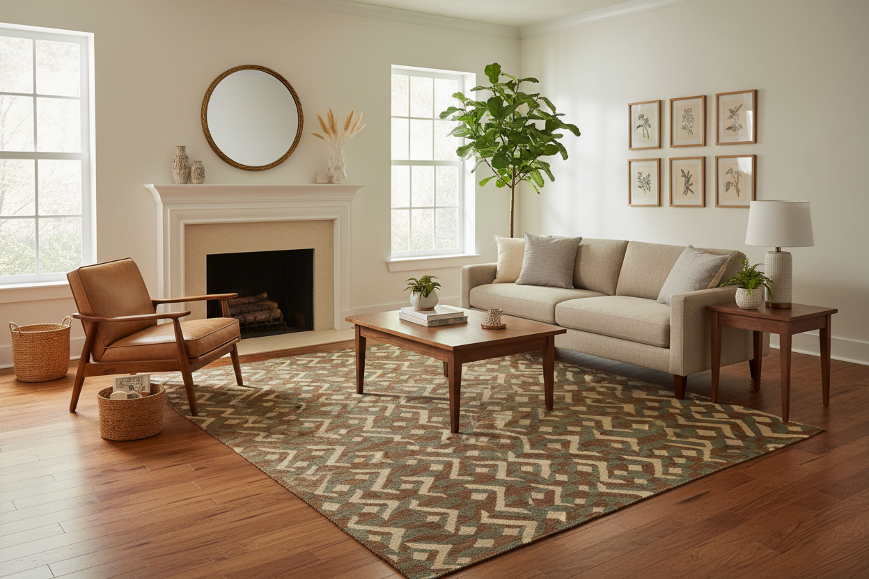 handmade Modern Kilim Brown Ivory Hand-Woven RECTANGLE 100% WOOL area rug 5x7