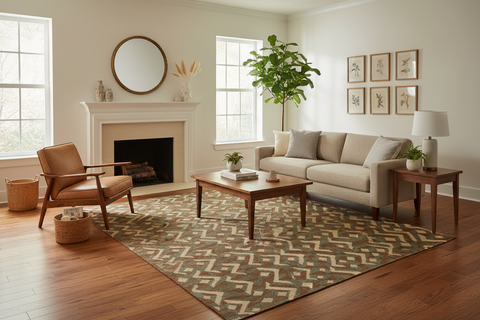 handmade Modern Kilim Brown Ivory Hand-Woven RECTANGLE 100% WOOL area rug 5x7