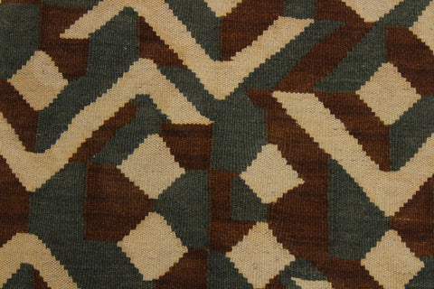 handmade Modern Kilim Brown Ivory Hand-Woven RECTANGLE 100% WOOL area rug 5x7