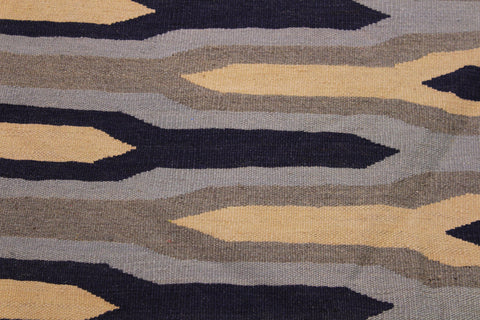 handmade Modern Kilim Beige Blue Hand-Woven RECTANGLE 100% WOOL area rug 6x9
