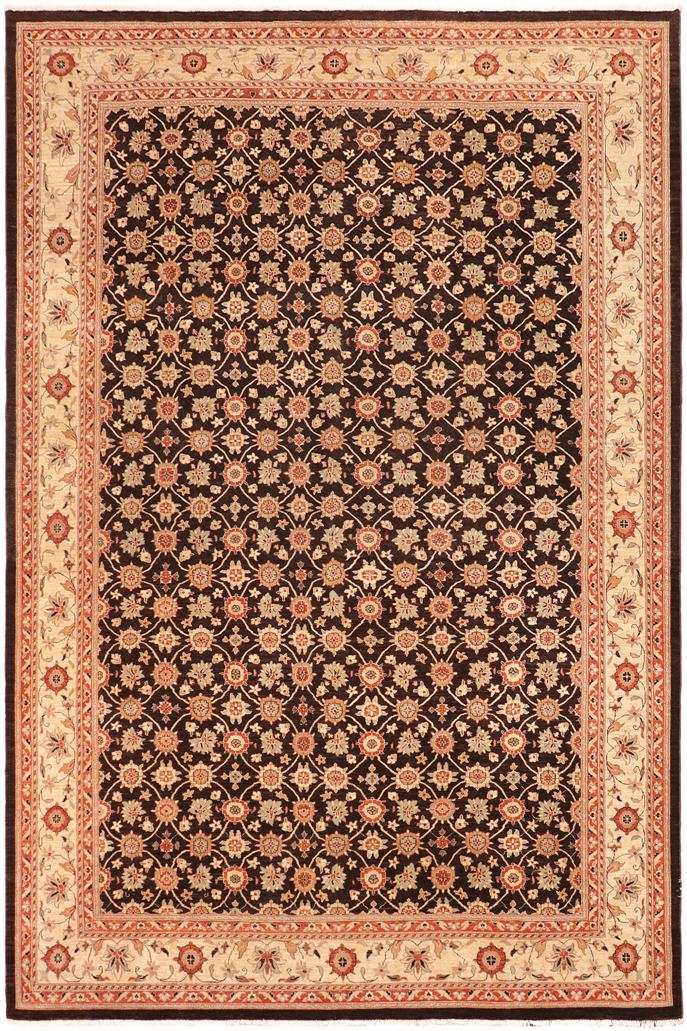 handmade Transitional Kafkaz Brown Beige Hand Knotted RECTANGLE 100% WOOL area rug 10X14