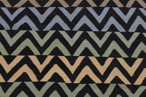handmade Modern Kilim Black Blue Hand-Woven RECTANGLE 100% WOOL area rug 4x6