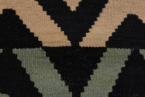 handmade Modern Kilim Black Blue Hand-Woven RECTANGLE 100% WOOL area rug 4x6