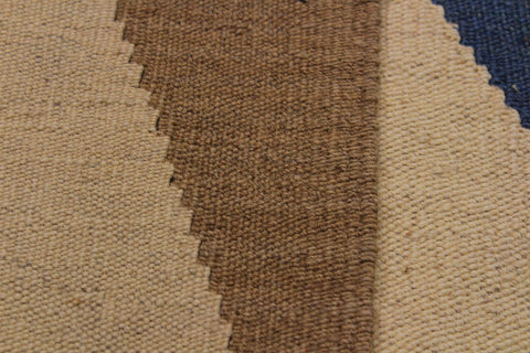 handmade Modern Kilim Ivory Blue Hand-Woven RECTANGLE 100% WOOL area rug 4x6