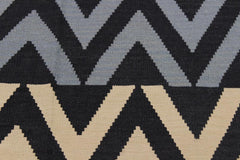 Flat Weave Kilim Antique Navaho Vintage handmade Modern Kilim Black Ivory Hand-Woven Rectangle 100% Wool Area Rug 8x10 