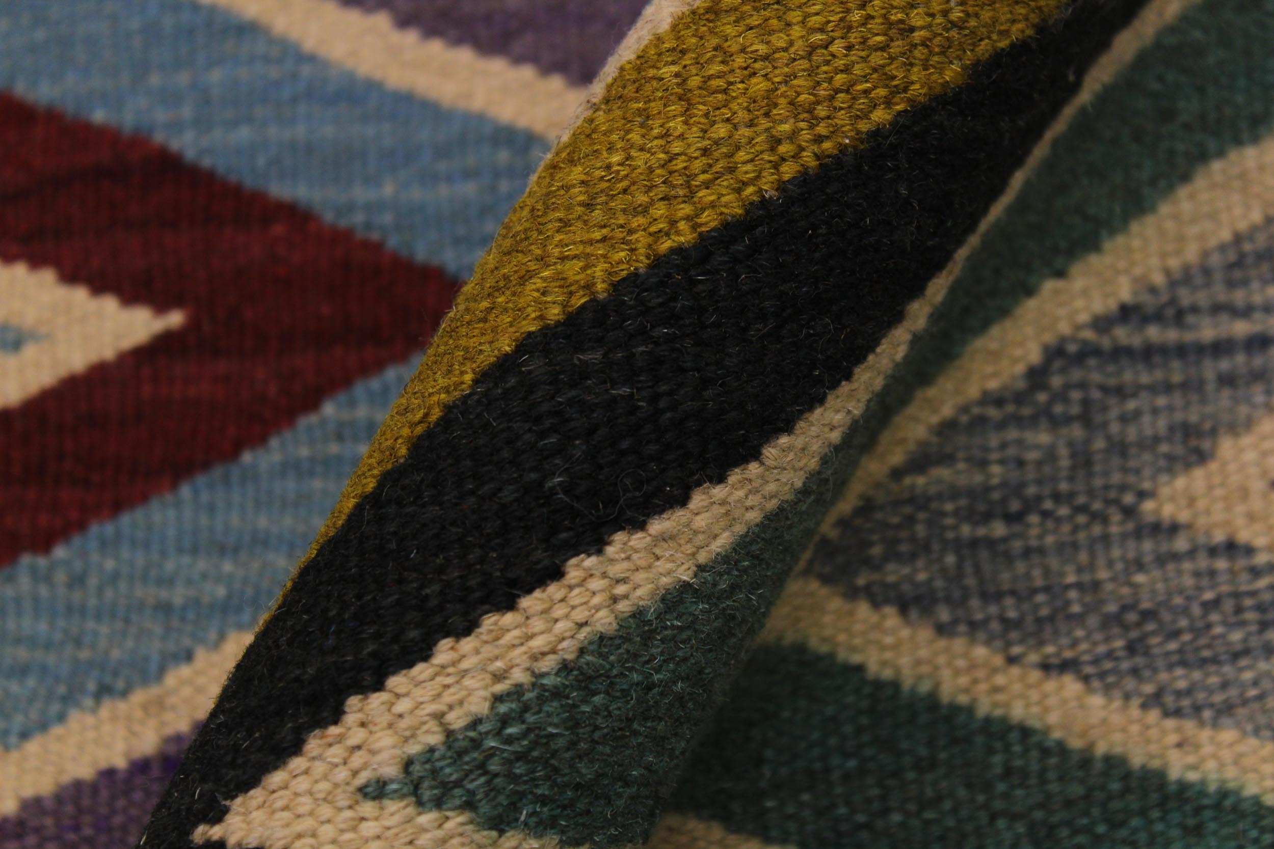 handmade Modern Kilim Lt. Blue Red Hand-Woven RECTANGLE 100% WOOL area rug 5x7