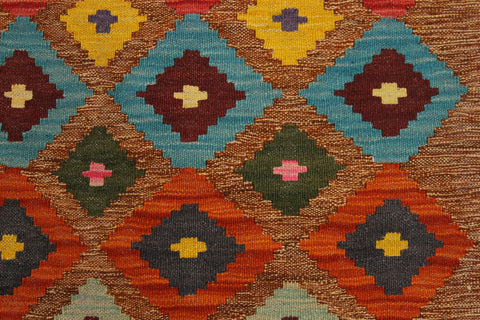 handmade Modern Kilim Brown Pink Hand-Woven RECTANGLE 100% WOOL area rug 5 x 6