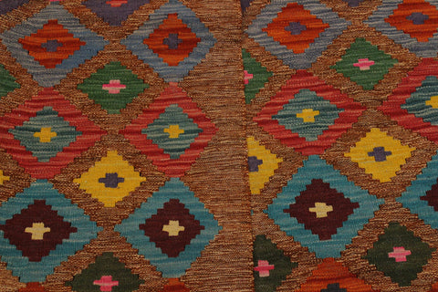 handmade Modern Kilim Brown Pink Hand-Woven RECTANGLE 100% WOOL area rug 5 x 6