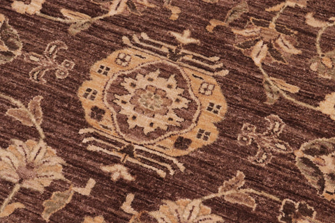 handmade Transitional Kafkaz Brown Ivory Hand Knotted RECTANGLE 100% WOOL area rug 10' x 13'