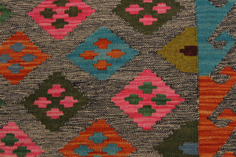 handmade Geometric Kilim Grey Pink Hand-Woven RECTANGLE 100% WOOL area rug 5 x 7
