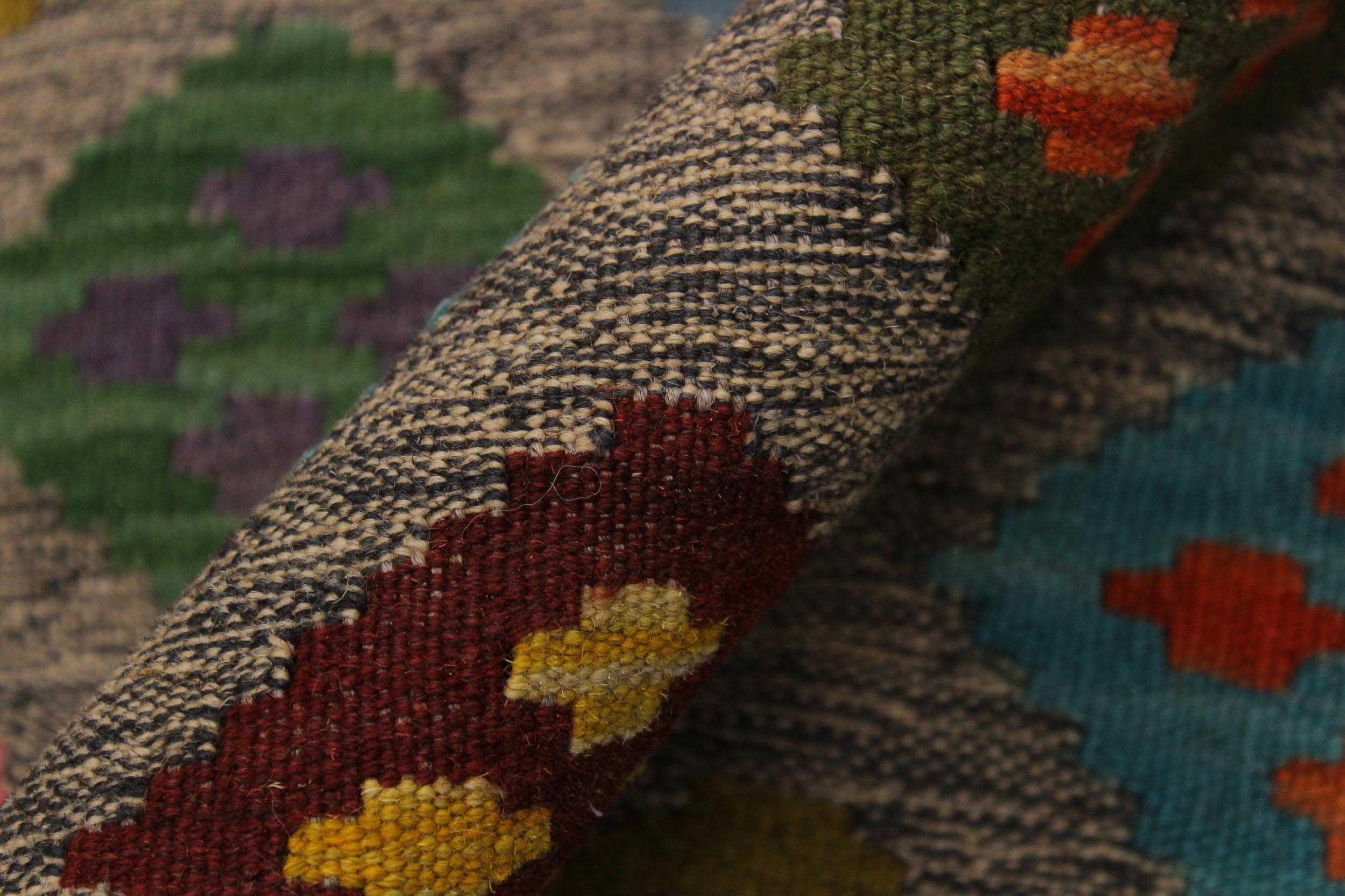 handmade Geometric Kilim Grey Pink Hand-Woven RECTANGLE 100% WOOL area rug 5 x 7