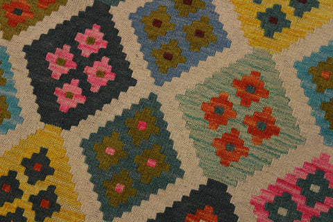 handmade Geometric Kilim Black Ivory Hand-Woven RECTANGLE 100% WOOL area rug 6 x 8