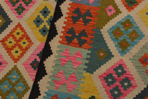 handmade Geometric Kilim Black Ivory Hand-Woven RECTANGLE 100% WOOL area rug 6 x 8