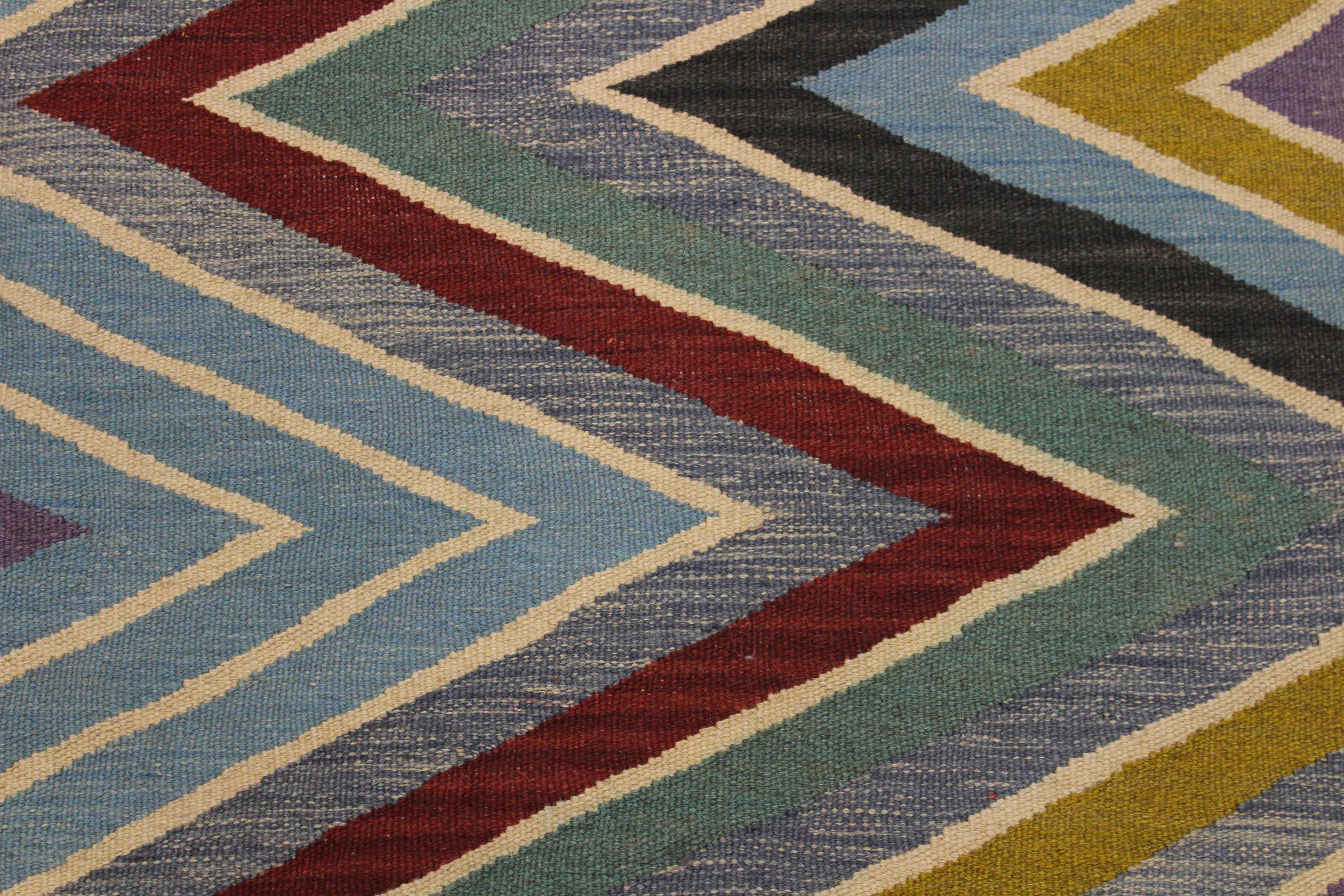 handmade Modern Kilim Grey Red Hand-Woven RECTANGLE 100% WOOL area rug 5x7