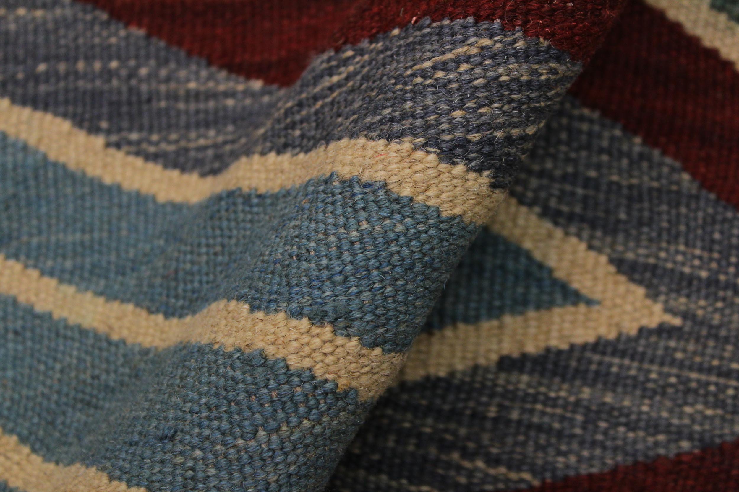 handmade Modern Kilim Grey Red Hand-Woven RECTANGLE 100% WOOL area rug 5x7