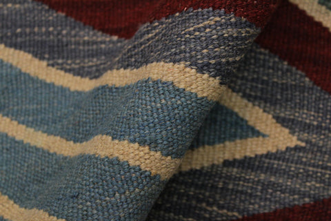 handmade Modern Kilim Grey Red Hand-Woven RECTANGLE 100% WOOL area rug 5x7