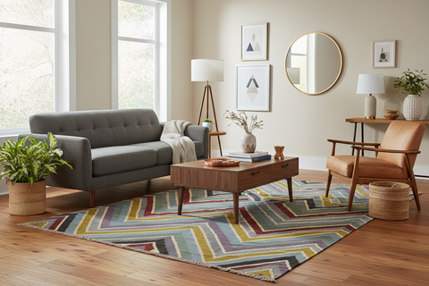 handmade Modern Kilim Grey Red Hand-Woven RECTANGLE 100% WOOL area rug 5x7