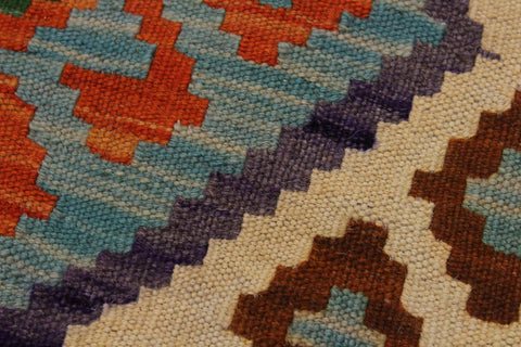 handmade Geometric Kilim Ivory Red Hand-Woven RECTANGLE 100% WOOL area rug 6 x 8