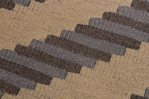 handmade Modern Kilim Ivory Grey Hand-Woven RECTANGLE 100% WOOL area rug 5x7