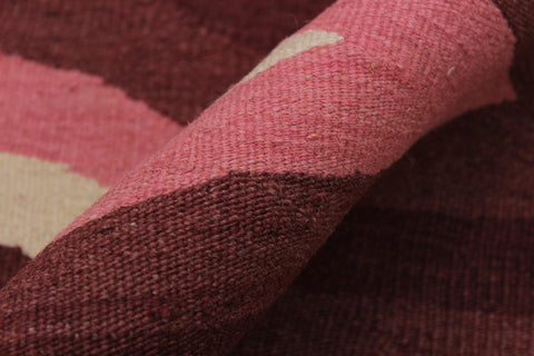 handmade Modern Kilim Red Pink Hand-Woven RECTANGLE 100% WOOL area rug 4x6