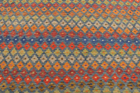handmade Modern Kilim Blue Rust Hand-Woven RECTANGLE 100% WOOL area rug 5x7