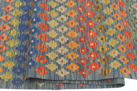 handmade Modern Kilim Blue Rust Hand-Woven RECTANGLE 100% WOOL area rug 5x7