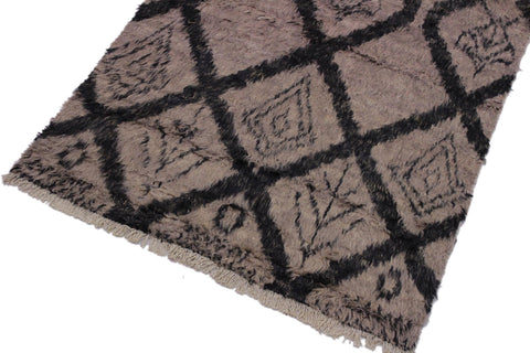 handmade Geometric Moroccan Lt. Brown Black Hand Knotted RECTANGLE 100% WOOL area rug 4' x 6'
