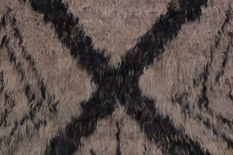 handmade Geometric Moroccan Lt. Brown Black Hand Knotted RECTANGLE 100% WOOL area rug 4' x 6'
