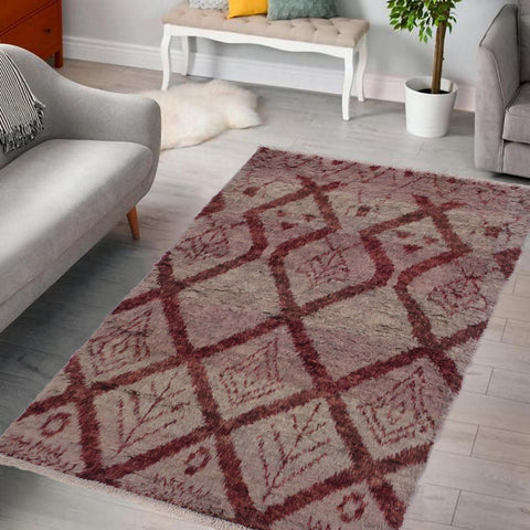 handmade Geometric Moroccan Lt. Gray Rust Hand Knotted RECTANGLE 100% WOOL area rug 4' x 6'
