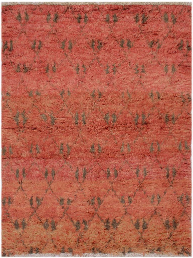 handmade Modern Moroccan Rust Brown Hand Knotted RECTANGLE 100% WOOL area rug 5x8