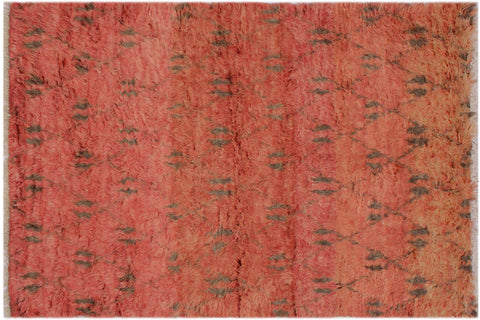 handmade Geometric Moroccan Rust Brown Hand Knotted RECTANGLE 100% WOOL area rug 5' x 8'