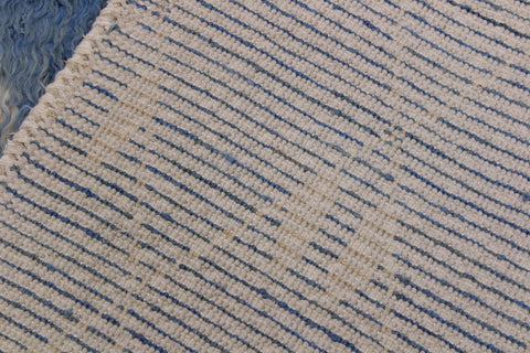 handmade Geometric Moroccan Lt. Blue Ivory Hand Knotted RECTANGLE 100% WOOL area rug 4' x 6'