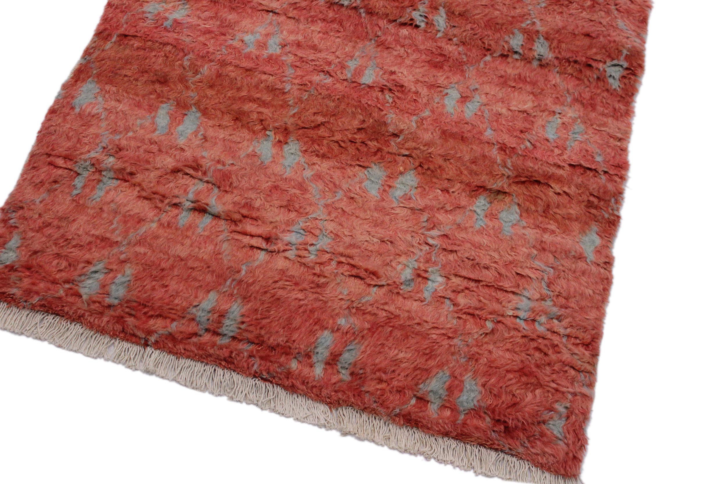 handmade Geometric Moroccan Rust Grey Hand Knotted RECTANGLE 100% WOOL area rug 4' x 6'