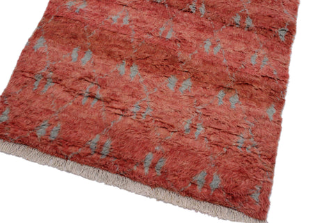 handmade Geometric Moroccan Rust Grey Hand Knotted RECTANGLE 100% WOOL area rug 4' x 6'