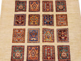 handmade Geometric Khorgeen Beige Red Hand Knotted RECTANGLE 100% WOOL area rug 3x5