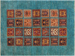 handmade Geometric Khorgeen Green Rust Hand Knotted RECTANGLE 100% WOOL area rug 4x6