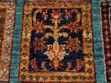 handmade Geometric Khorgeen Green Rust Hand Knotted RECTANGLE 100% WOOL area rug 4x6