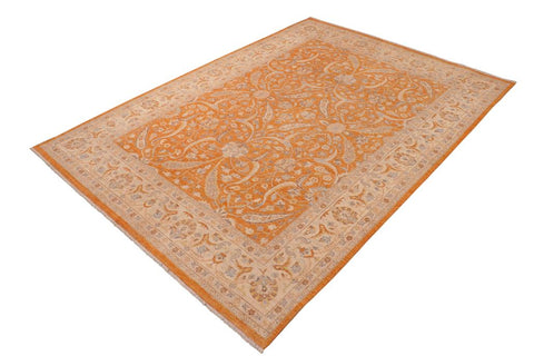 handmade Traditional Kafkaz Orange Ivory Hand Knotted RECTANGLE 100% WOOL area rug 10X14