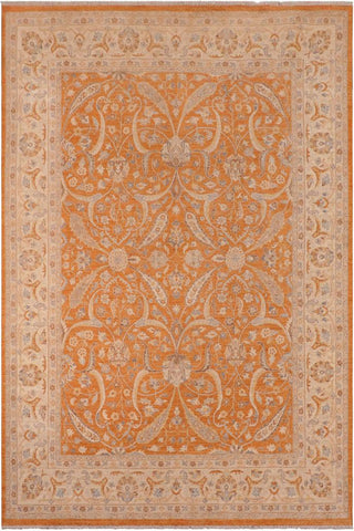 handmade Traditional Kafkaz Orange Ivory Hand Knotted RECTANGLE 100% WOOL area rug 10X14