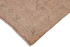 Traditional handmade Persian vintage distressed Tan Blue Hand Knotted RECTANGLE 100% WOOL area rug 9X13