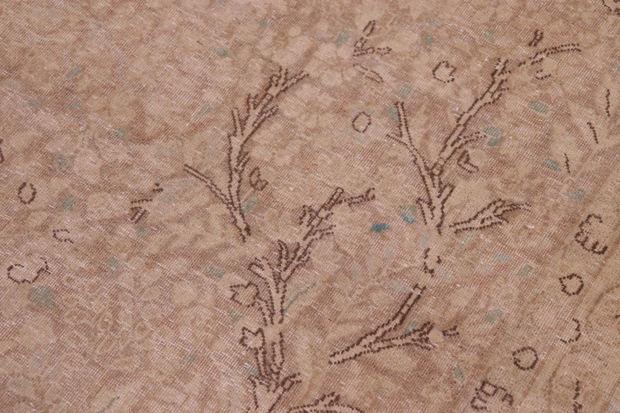 handmade Vintage Vintage Tan Blue Hand Knotted RECTANGLE 100% WOOL area rug 9' x 13'