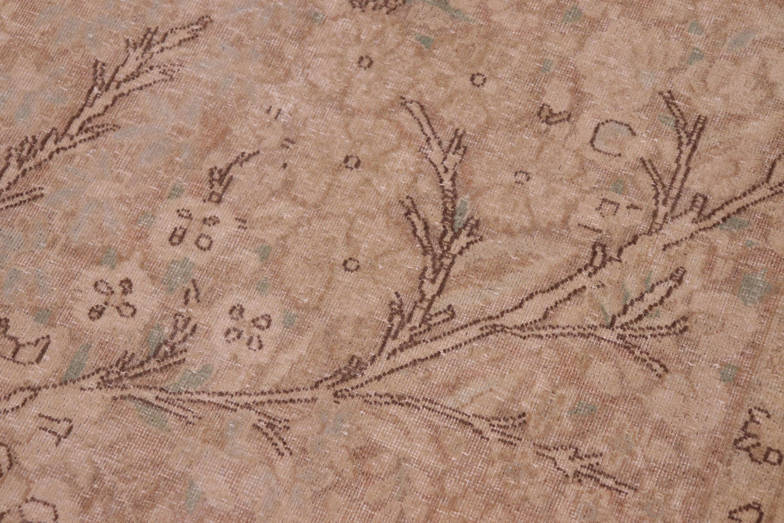 handmade Vintage Vintage Tan Blue Hand Knotted RECTANGLE 100% WOOL area rug 9' x 13'