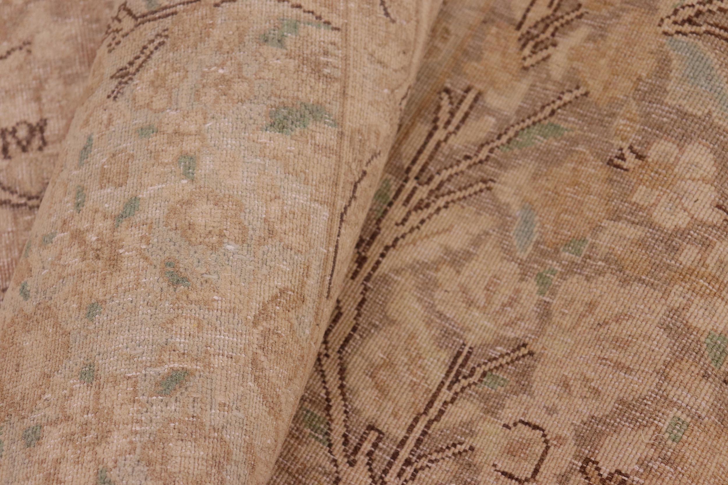 handmade Vintage Vintage Tan Blue Hand Knotted RECTANGLE 100% WOOL area rug 9' x 13'