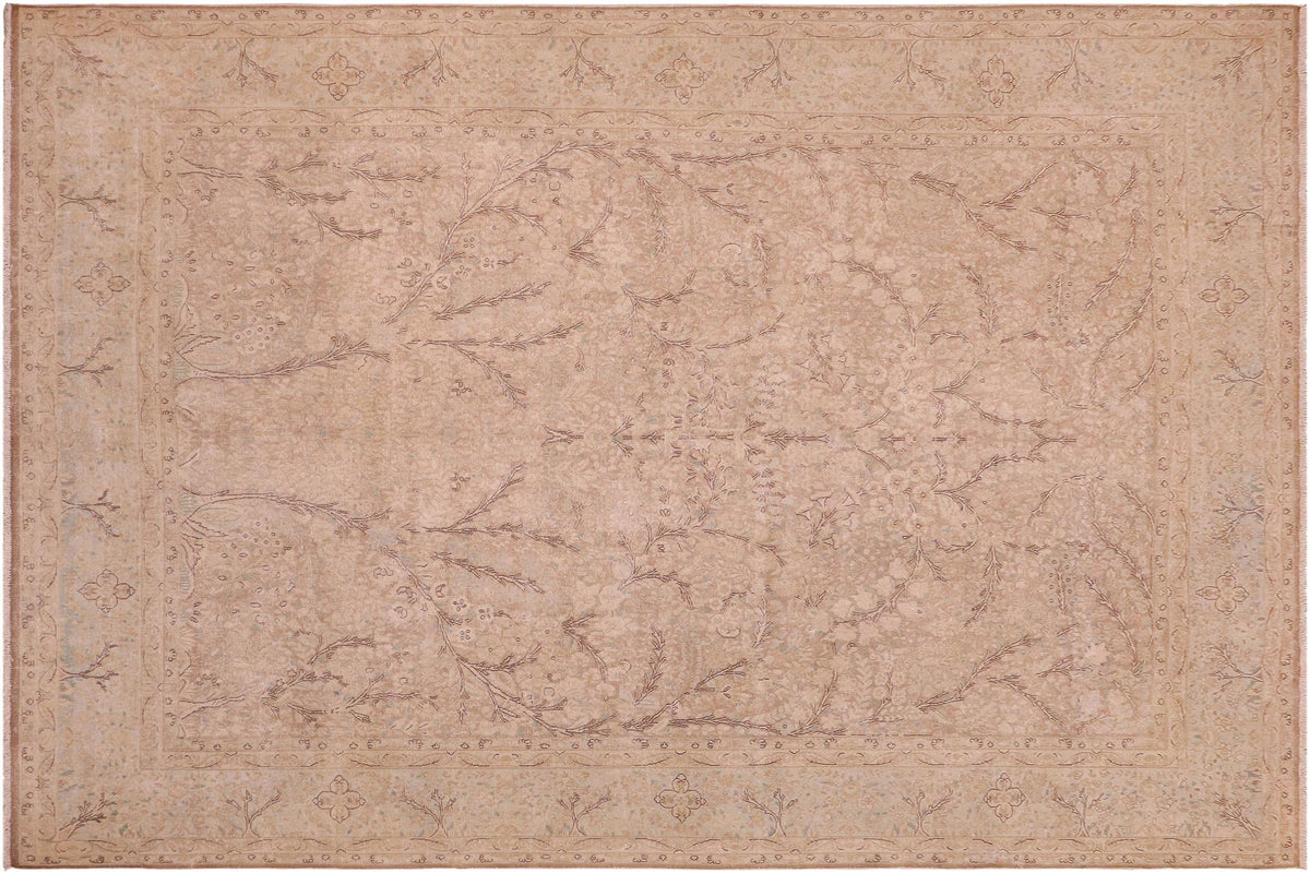 handmade Vintage Vintage Tan Blue Hand Knotted RECTANGLE 100% WOOL area rug 9' x 13'