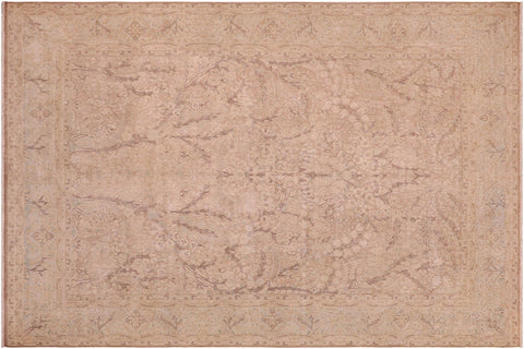 handmade Vintage Vintage Tan Blue Hand Knotted RECTANGLE 100% WOOL area rug 9' x 13'