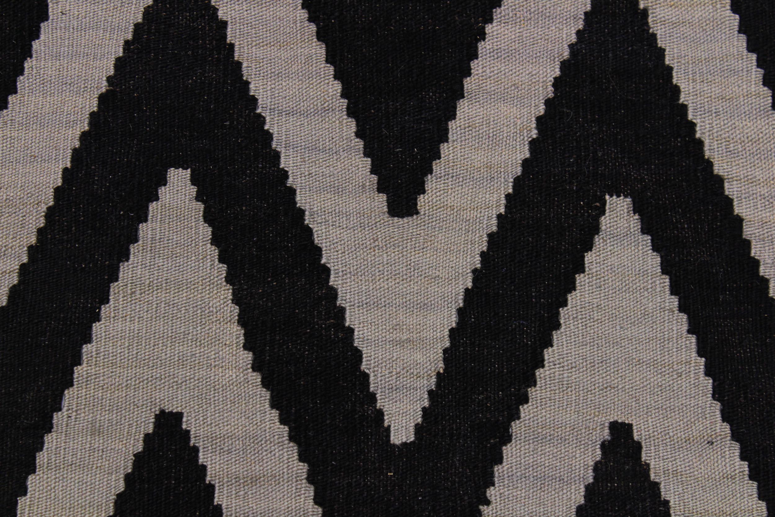 handmade Modern Kilim Black Blue Hand-Woven RECTANGLE 100% WOOL area rug 9x12