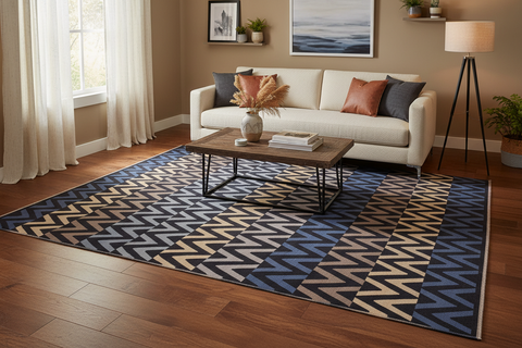 handmade Modern Kilim Black Blue Hand-Woven RECTANGLE 100% WOOL area rug 9x12