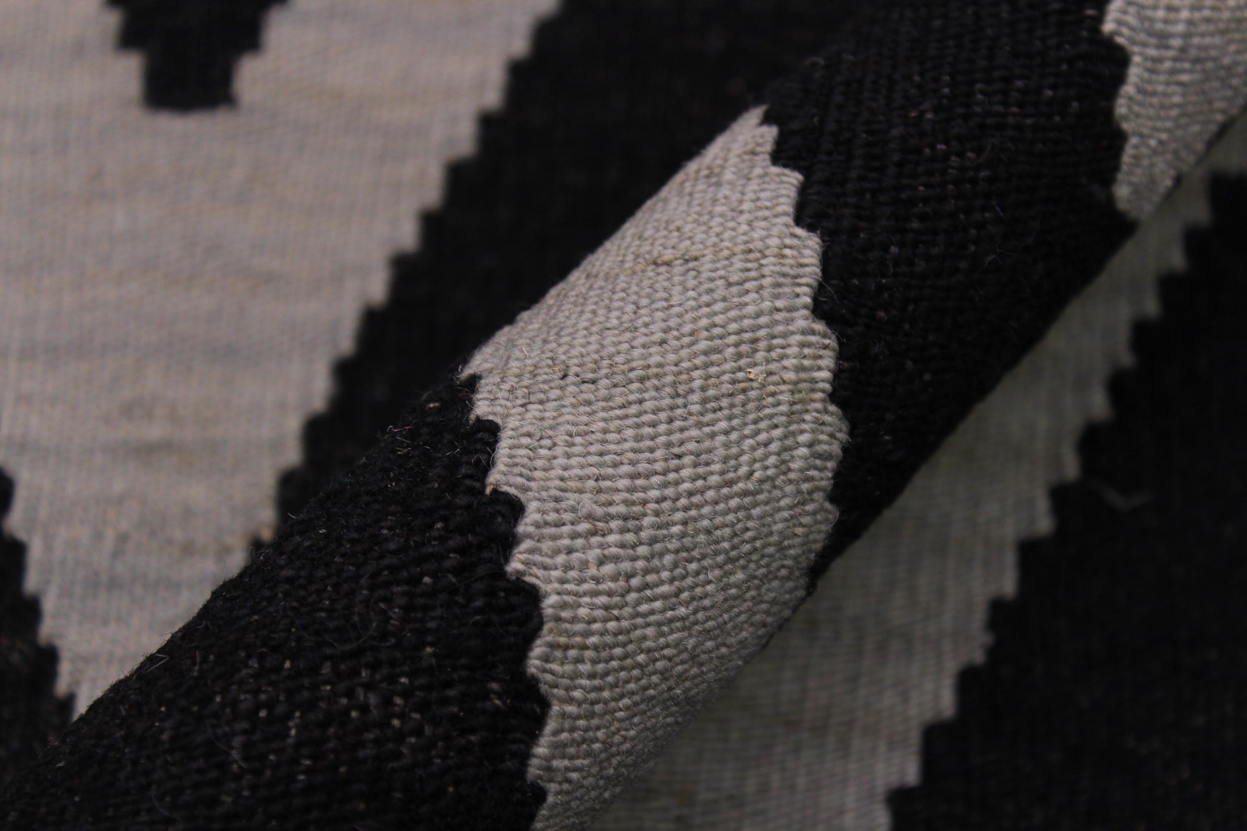 handmade Modern Kilim Black Blue Hand-Woven RECTANGLE 100% WOOL area rug 9x12