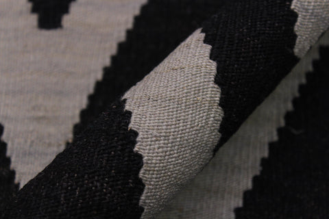 handmade Modern Kilim Black Blue Hand-Woven RECTANGLE 100% WOOL area rug 9x12